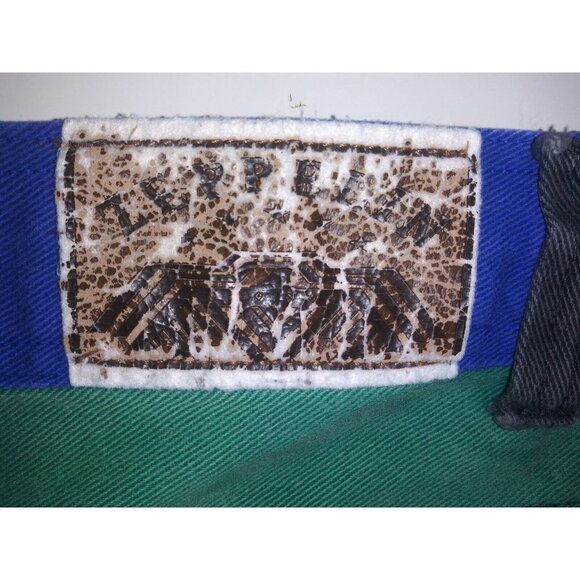 Mens VTG Zeppelin Denim Shorts Sz 54 COLORBLOCK rare MULTICOLOR BOHO FESTIVAL - Picture 7 of 11